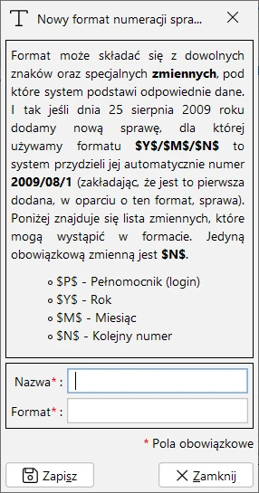 Ustawienia - nowy format numeracji