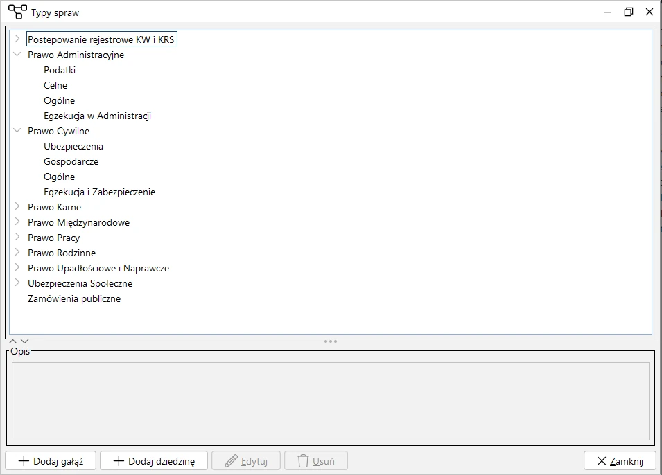 Drzewo typów spraw