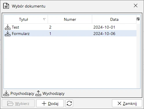 Wybór dokumentu